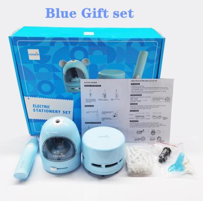 China Tenwin 8087 Stationery Set Kids Gift Box Set Electric Pencil Sharpener Vacuum Cleaner Eraser Office Blue 8087 for sale