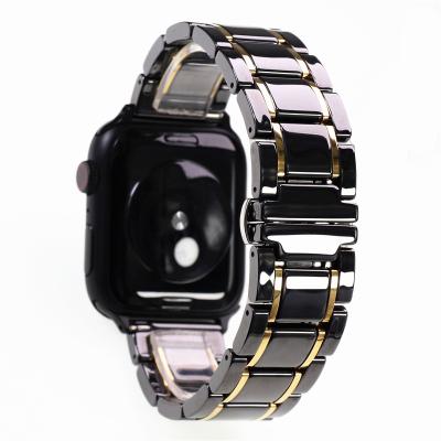 China Ceramic For Apple Iwatch 3 The Watch 4 5 Strap Stainless And Ceramic Band 38 Strap Belt Strap 40 44 42mm Replacement Wristband for sale