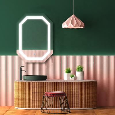 China Light Color Illuminated Adjustable Irregular Bathroom LED Wall Mounted Mirror for sale