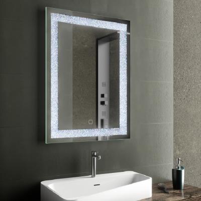 China Crystal Inlay Diamond Rectangle Shaped LED Lighted Vanity Mirror for sale