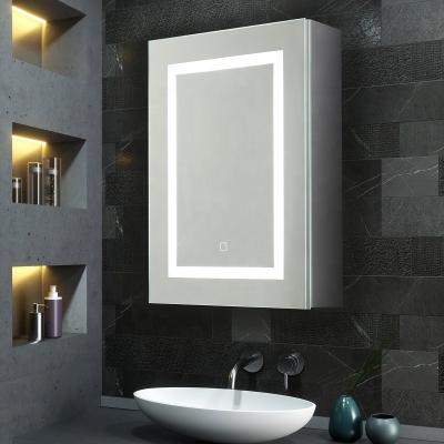 China Dimmable LED Illuminated 3 Color Light And Bathroom Medicine Cabinets With Mirror for sale