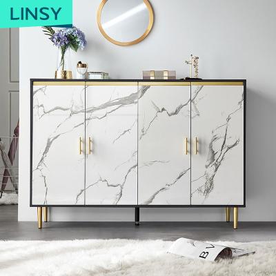 China Linsy luxury hotel living room furniture gold meta storage black classic adjustable living room furniture white shoe cabinet JH4N (Other) for sale