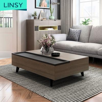 China Linsy Nordic Multifunctional Modern Durable Furniture Storage Solid Wood Lift Top Coffee Table Ls059L1 for sale