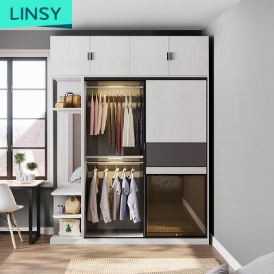 China Linsy Luxury Adjustable Chinese Modular Handles Large (Size) Cabinet Wardrobe Set Furniture 2 4 6 Door Drawers Cabinet Designs Clothes Wardrobe Jc7D for sale