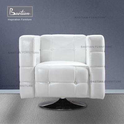 China American Design Baotian Furniture Genuine Leather Swivel Chair with Metal Base for sale