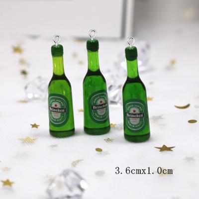 China 100Pcs/bag Cute Simulation Beer Bottle Resin Charms Pendant For Jewelry Making DIY Key Necklace Earrings Accessories Resin Chain Craft for sale