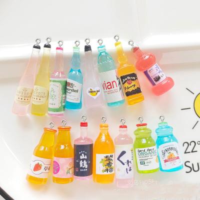 China TRENDY Resin Simulation Drink Bottle Charms For Bracelets Earrings Necklace Jewelry Making DIY Craft Pendants Miniature Dollhouse for sale