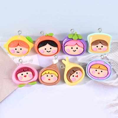 China TRENDY Fruit Kawaii Girl Head Charms Bracelets Earrings Necklace Jewelry Making Pendants Resin Flat Back Cabochon for sale