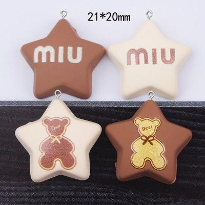 China TRENDY Cartoon Kawaii Bear Star Resin Charms Pendants For Earrings Necklace Accessories DIY Jewelry Making Findings for sale