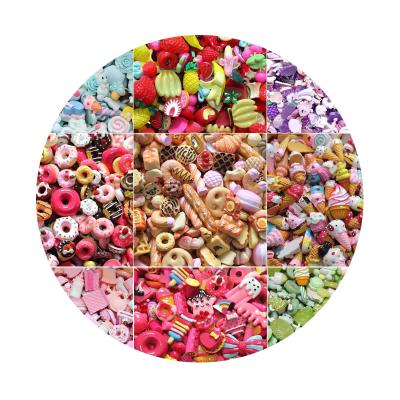 China 100Pcs Korean Mixed Mini Cute Cake Fruit Candy Flower Luck Bags Flat Back Resin Cabochon Embellishments DIY Scrapbooking For Phone Deco for sale