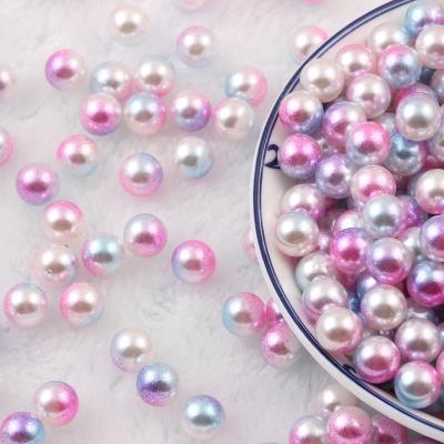 China Wholesale Imitation Pearl Gradient Color Round Ball Acrylic Plastic Imitation Beads 8mm Without Hole Dyed Pearl Jewelry Accessories DIY for sale