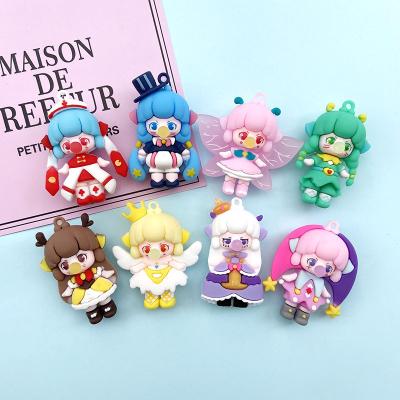 China Bubble Cartoon Princess Girl PVC Charms Pendants Fashionable Diy Rubber Necklace Earrings Key Chain Jewelry Making Accessories Cute Cabochon for sale