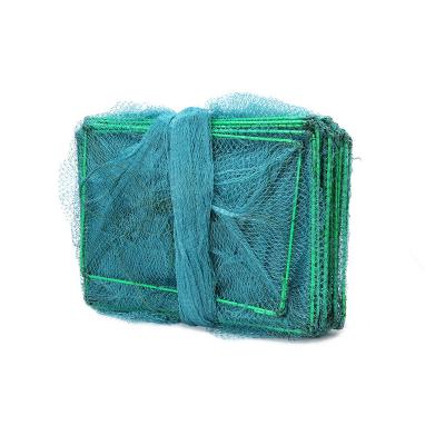 China Wholesale PE Folding Net Train Rectangle Crab Wholesale Long Crab Fishing Cage Traps 40cm*55cm*19frame for sale