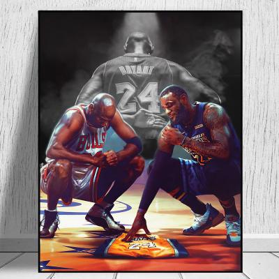 China Modern Basketball Player Kobe and James Portrait Canvas Painting Modern Wall Art Oil Painting Poster for sale