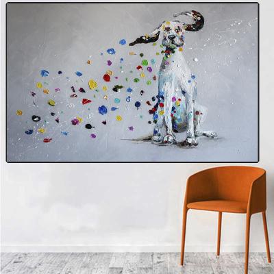 China Modern Funny Dogs The Colorful Oil Painting Animal Pictures And Posters For Home Decor For Living Room Decoration Canvas Painting for sale