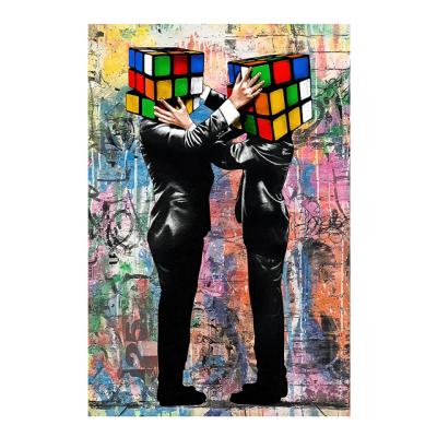 China Modern Mr. Brainwash Rubik Art Canvas Painting Street Graffiti Art Posters and Wall Art Nordic Print Picture for Living Room Decor for sale