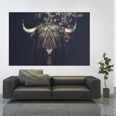 China Home Decorations.Gifts Cow Pictures Flower Yaks Canvas Painting Animals Prints Wall Art Pictures For Living Room for sale