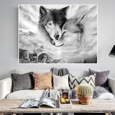 China Modern Wolf Canvas Art Painting Nordic Modern Wall Art Decor For Living Room for sale