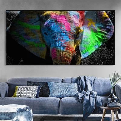 China Modern Colorful Graffiti Art Canvas Paintings of Elephant on the Wall African Animal Pictures Living Room Decoration Posters and Prints for sale