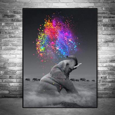 China Modern Wall Art Posters Fantasy Elephant Animal Print On The Noise Canvas Wall Art Decorative Pictures For Living Room Decor for sale