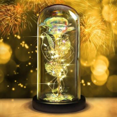 China Best Popular Valentine's Day Gift Rose and Artificial Eternal LEDs with Glass Shade, Perfect Creative Atmosphere for Mother's Day for sale