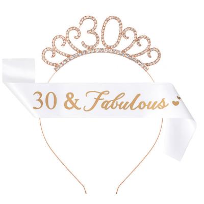 China 2021 new fashion printing hot sale birthday girl queen shoulder sash label sash birthday crown girl for sale