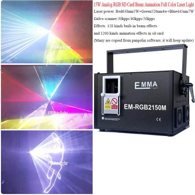 China Mini 15W Large Power Animation DMX 512 Scanner Laser Light RGB Colorful Party Christmas DJ Disco Laser Light for sale