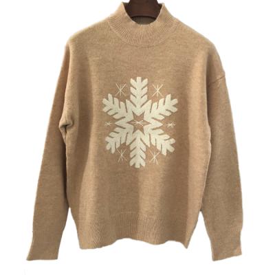 China Anti-wrinkle 2021 Autumn And Winter Style Women's Western Style Knitted Long Sleeve Sweater Snowflake Pattern OEM for sale