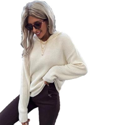 China Solid Color Casual Long Sleeve Women's Anti-Wrinkle Autumn Fashion Round Neck Pullover Sweater Knitted Hoodie for sale