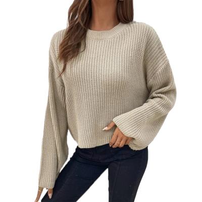 China Custom Anti-wrinkle Women's Sweater Winter Knit Long Short Sleeve Solid Color Loose Pullover for sale