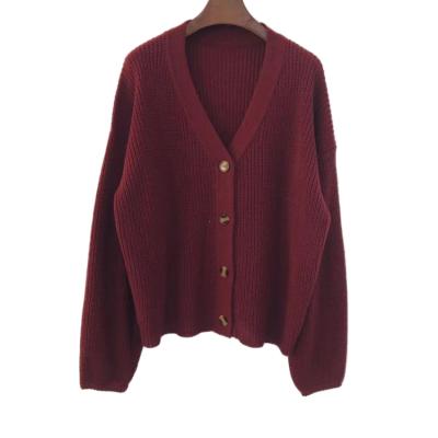 China Anti-wrinkle cardigans al por mayor ladies oversized knit sweater button cardigans v-neck long sleeve female sweater for sale