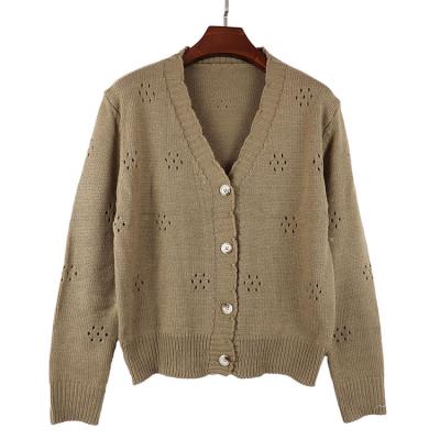 China Anti-Wrinkle Wholesale Button Cardigan Sweater Coat Ladies Slim Long Sleeves Knitted Sweater for sale