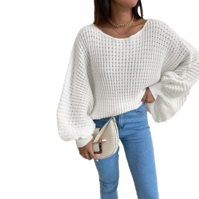 China hot sale Anti-wrinkle 2022 new plus size sweaters women's solid color loose knit pullover sweater for sale