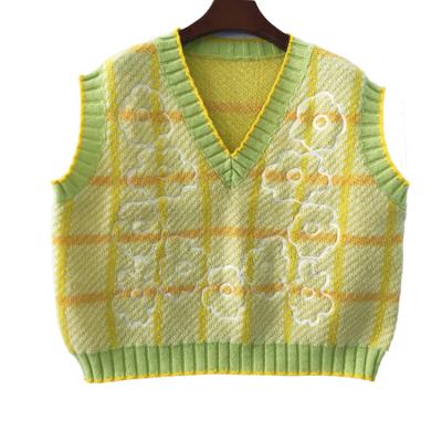 China 2021 New Embroidery Vest Women's Anti-Shrink Geometric Pattern Bridesmaid Vest Sleeveless Vest Sweater for sale