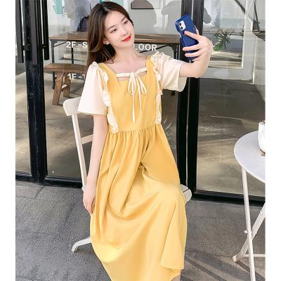 China Plus Size Tangerine Collar Navy Collar Puff Sleeve Modern High Quality Casual Mid Length Dress for sale