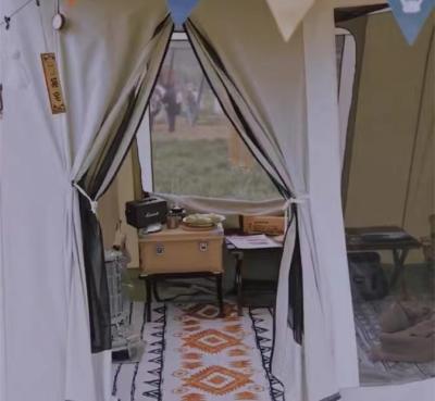 China Diagonal Tying Type New Popular Small Living Beige Luxury Family Tent For Outdoor Entertainment for sale