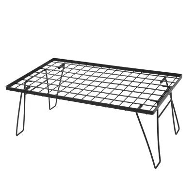 China Wholesale Lightweight Stable Metal BBQ Grill Rack Easy Carry Reliable Mesh Folding Camping Table Outdoor For Yard for sale