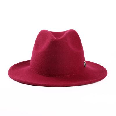 China Wholesale Image Winter Wide Brim Fashion Jazz Hat Plain Vintage Felt Fedora Wide Hat for sale