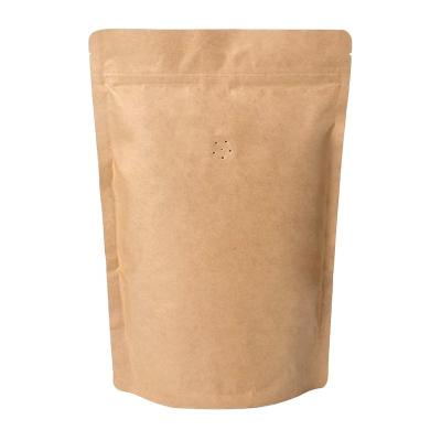 China Recyclable Customize Available Coffee Packaging Pouch Zip Lock Flat Bottom Stand Up Kraft Paper Coffee Bag With Valve And Zipper for sale