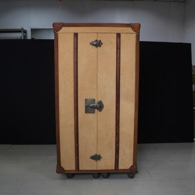 China Functional Wardrobe Vintage Matte Leather Wardrobe Trunk for sale