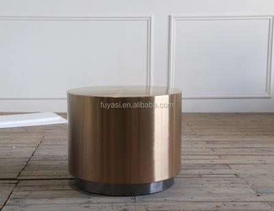 China Coffee table plating gold color brushed round each coffee table side table height for sale