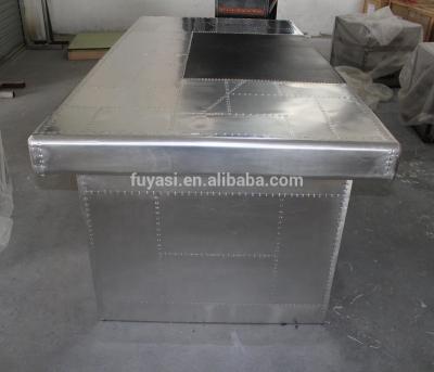 China Commercial Furniture Aviator Aluminum And Leather Covered Desk for sale