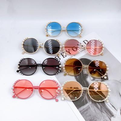 China Wholesale Custom Sun Glasses Sun Glasses BL578 Lucky Kids Children Shape Pearl Sun Glasses Kids Round Lovely Shades Girls Personality Sun Glasses for sale