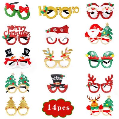 China Custom Christmas Glasses Set 14 PCS Cute Holiday Glass Christmas Glasses Frames Great Fun and Festive Wholesale for Themes Christmas Party (One Size Fits All) for sale