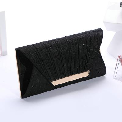 China Best Selling Fashionable Women's Wholesale PU Evening Clutch Bag Single Pleat Clip Mouth Sequined Dinner Bag With Rhinestone for sale