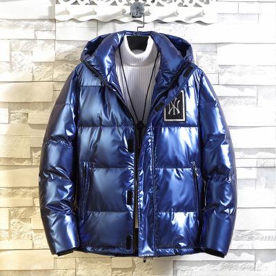 China Reversible High Quality Hooded Patchwork Down Jacket Men's Casual Down Jacket Stripper Plus Size Mens Custom Nylon Fabric For Down Jacket for sale