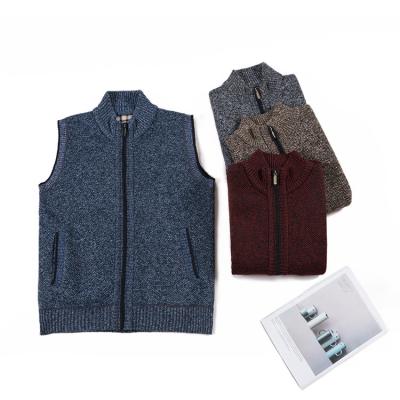 China Anti-wrinkle v-neck sleeveless wool vest knitted family Christmas winter men's neck zipper cardigan sweater top sweater for men for sale