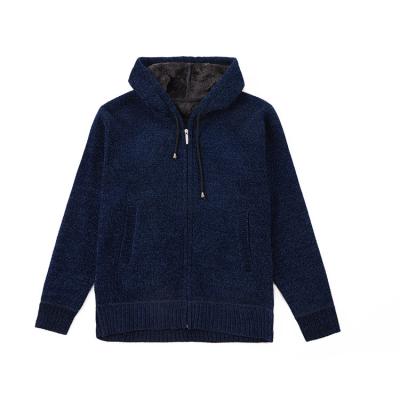 China Winter Anti-wrinkle Zipper Hooded Cardigan Long Sheath Custom Logo Fleece Jacquard Hoodie Wool Sweaters Wholesale Cashmere for sale