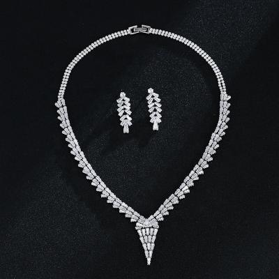 China Exquisite Jewelry Bridal Zircon Mori Female Series Earring Necklace Fashionable New Arrival Luxury Jewelry Set For Women for sale