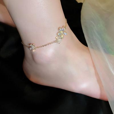 China FASHIONABLE Gold Plated Zircon and Newest Fashion Diamond Flower Rhinestone Anklet Design Anklet Diamond Jewelry Bracelet for sale